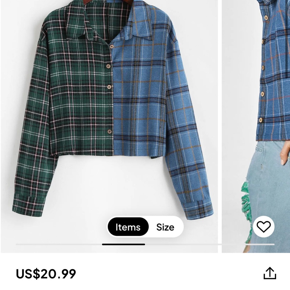 Cropped plaid shirt